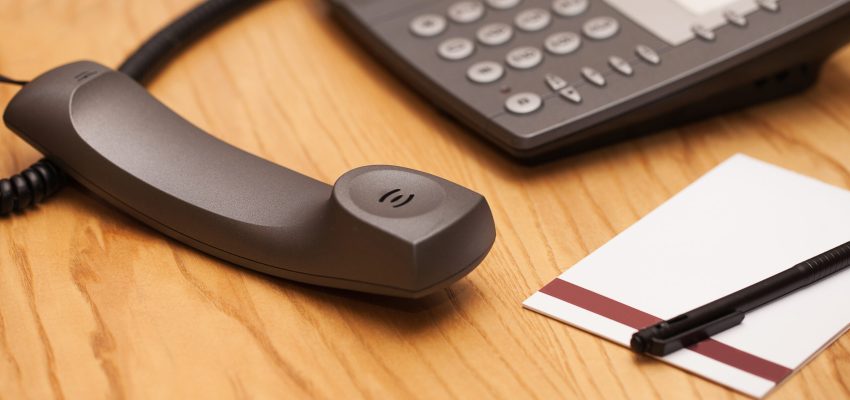 Closeup image of office phone on a table