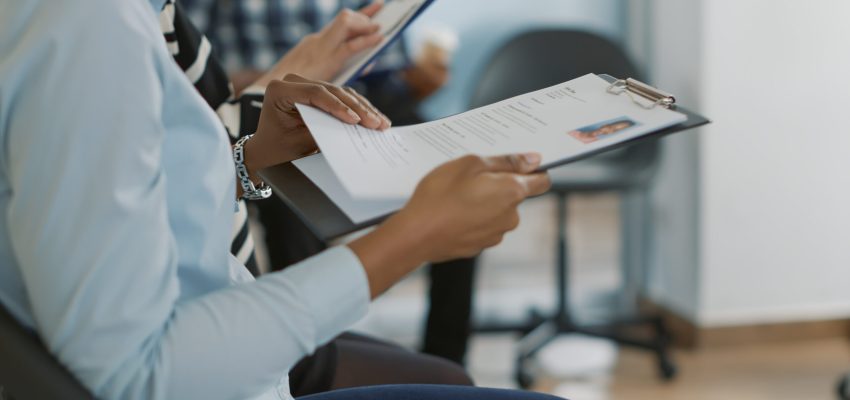 Female candidate sitting in queue and receiving cv files, waiting to start job interview about career opportunity. Woman getting ready to attend recruitment meeting with HR employee. SSUCv3H4sIAAAAAAAAA0VRu47jMAz8F9UW1nrYklxucd0B2y+uoPVIhFWkwJJvsQj870cnzkWVSM6Qw+GNREcmEoIcZq4N7fUgqeQiUCOUpmHGgguS97YnHXHQPJmY4EYyzDHBxn5/HZmhRkumG4kprbUt0GLJZMLK4rPzy/3rXWxliZAw2jpSG7S1+oo0jCz2PmH1Hj/7fd72PAr88OWaPEqo64zh71itTwmyL2slW/eEva81Zl/r26+YIdsX4eC/kP8rZPvTETj5bH92IduuOHm46/okXDAumZgpKAtUamWoBvBUAXNKOgsijNiKzcb0wY3UjEOgUkkkCA4UvJVOgFMsSIRZGZg0ZqQCOMKQT41TA7Wao+em751XCONaay4cUB72oWxgVHPmKGgpLZ+tUMYSVP313fxyOfwr7bzbjPuVNbfl57FjKuUKM24+BUjVd+QMtSLAHQkkXpdoYz4dV8Djlcvjn0vbTbhb1Yr9iu4Y9TjcOWJ2n3Mj6zUVcN4d5XW+xNae4eL/Rv/9Qm/b9g92v94xdgIAAA==